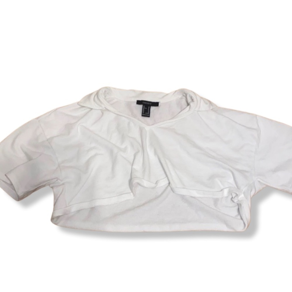 Forever 21 White Loose Crop Top Size XS